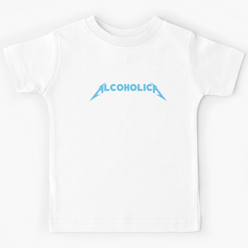 Alcoholica Heavy Metal Drinking Humour Bold Art Kids T-Shirt 130