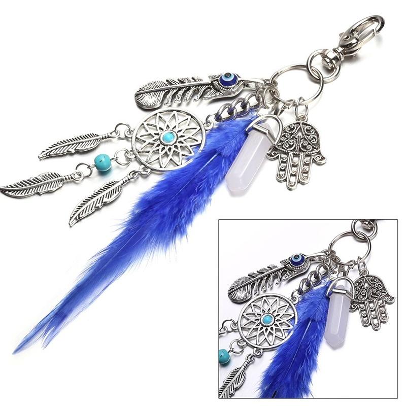 Bohemian Style Key Chains Dreamcatcher Keyring Feather Keychain Car Keychain Pendant