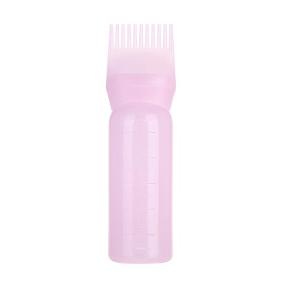 

Barber Shampoo Bottle 120ml High-Density Plastic Hair Dye Applicator with Comb Scalp Massage Portable Salon Essential рожевий