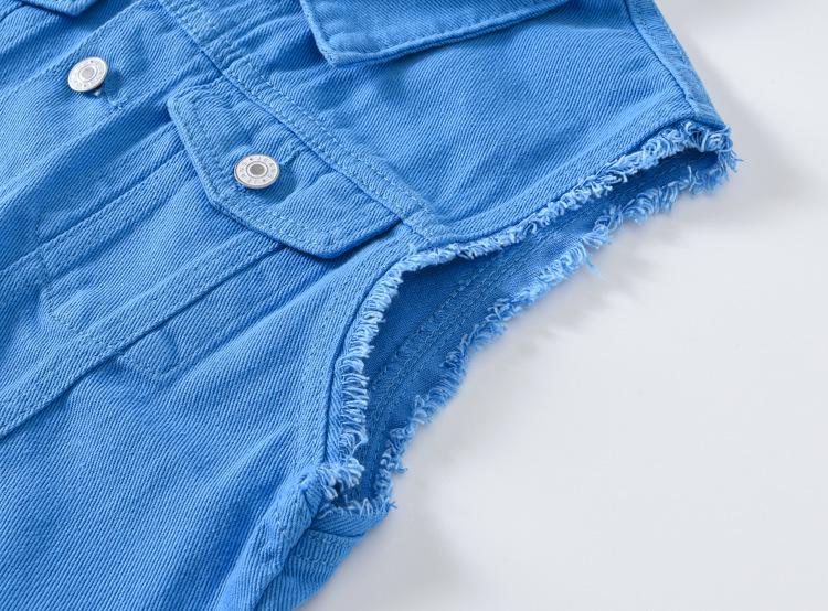 Trendy Men's Denim Vest: Slim Fit Sleeveless in Sky, Lake, and Royal Blue – Plus Size Casual Top for Spring, Summer, and Autumn.