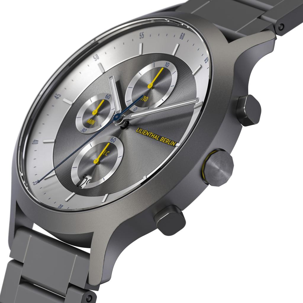 Lilianthal Berlin Chronograph Watch with Date Made in Gray CD1-004-B009F Men's Display, Germany,