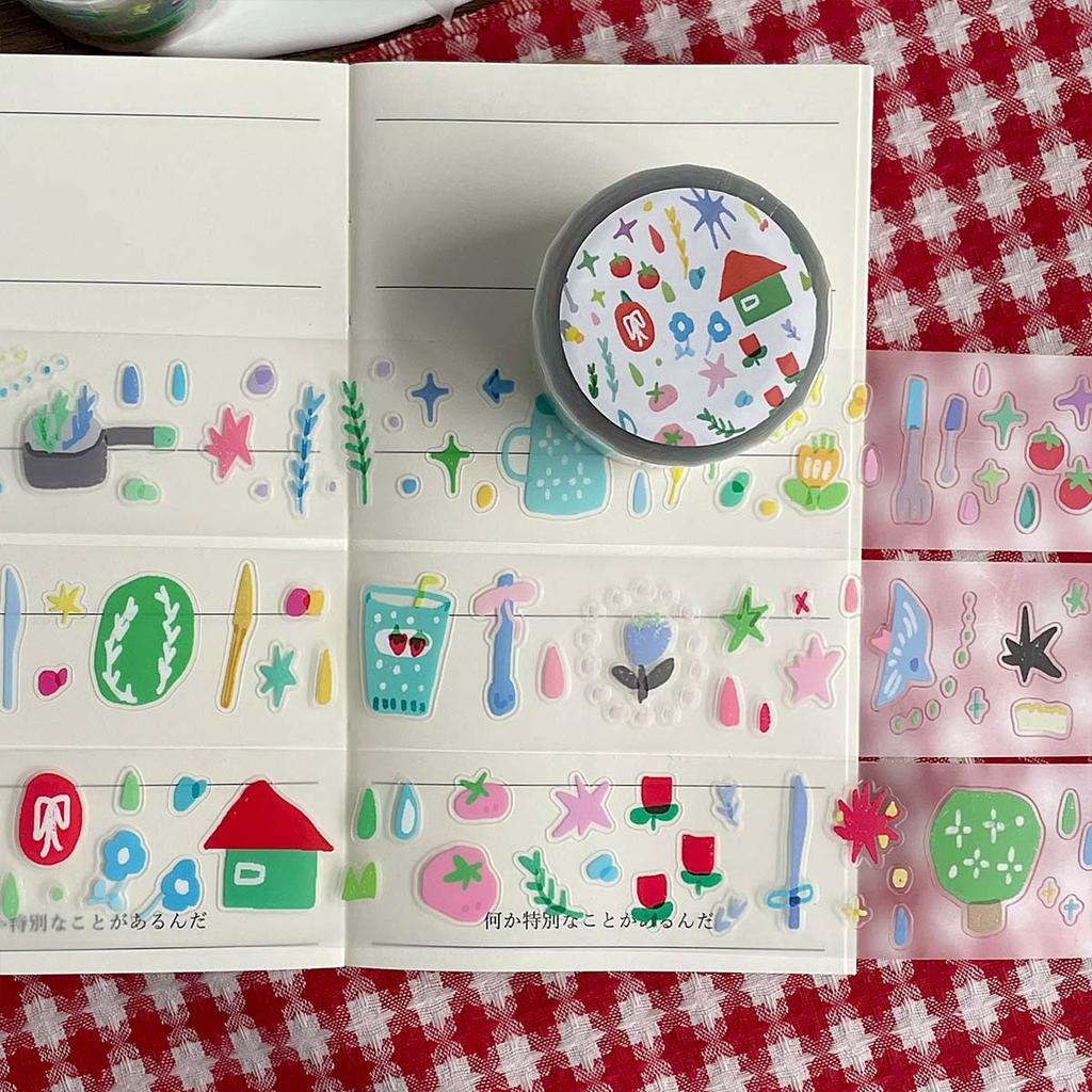 5m Tape Sticker Roll Summer Diary Salt Handclip Collage Decoration Cute Retro Wowa Kawaka DIY