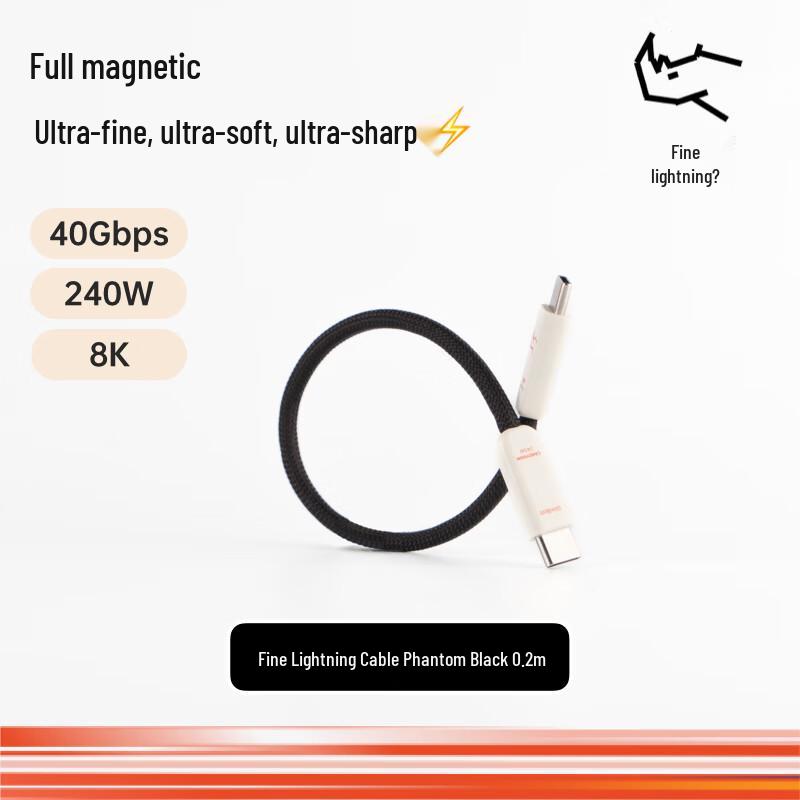 CANDYSIGN USB4 Thunderbolt Kompatibles 240W Schnelllade-Typ-C-Kabel white