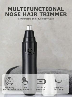 Electric Nose And Ear Hair Trimmer With Stainless Steel Doubled Winged Blade Painless Portable Battery-Operated Hair Remover