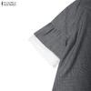 ZANZEA Blusa Feminina Casual de Renda com Gola Redonda e Meia Manga