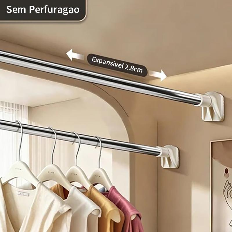 No Drill Adjustable Shower Curtain Rod Extendable Tension Heavy Duty for Bathroom Closet Room Divider Use