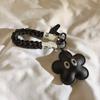 Cute Black Leather Style Phone Decoration Flower Eye Design Trendy Viral Phone Accessory