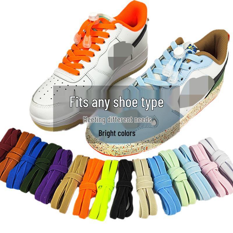 Universal No-Tie Elastic Shoelaces for Men, Women, and Kids - Flat Design with Secure Buckle System