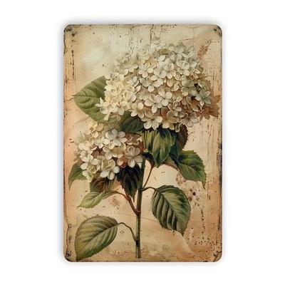 Elegant Hydrangea Vintage Tin Sign Decorative Floral Metal Wall Art for Home Office or Botanical Gardens Gift Flower L