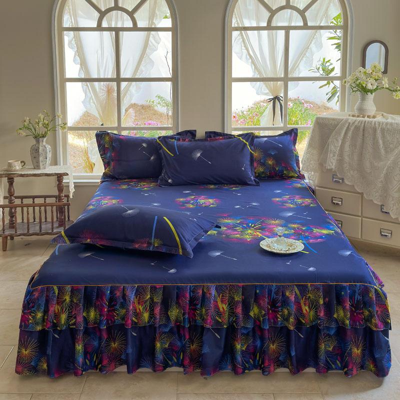 Comfortable, Relaxing, Breathable, Skin-friendly Three-piece Set: One Bed Skirt + Two Pillowcases (without Pillow Core)