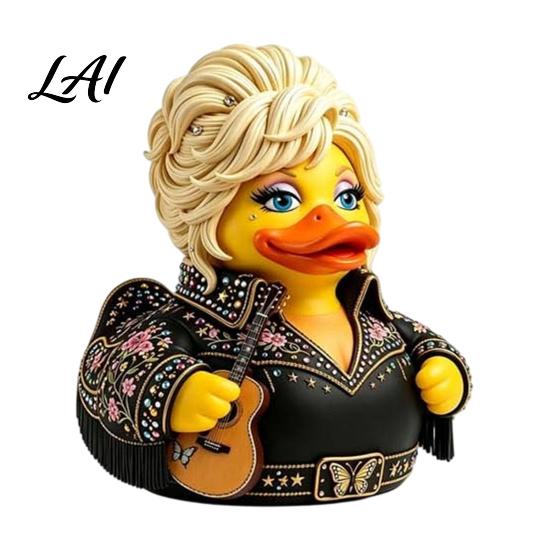 Colorful Rhinestone Duck Decorations Charming Novelty Ornament Musical Theme with Guitar Creative Music Inspired Figurines Decor Decorative