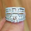 2Pcs/Set Luxury Bridal Ring Set Brilliant Crystal Zirconia Gorgeous Accessories for Wedding Aesthetic Engagement Jewelry