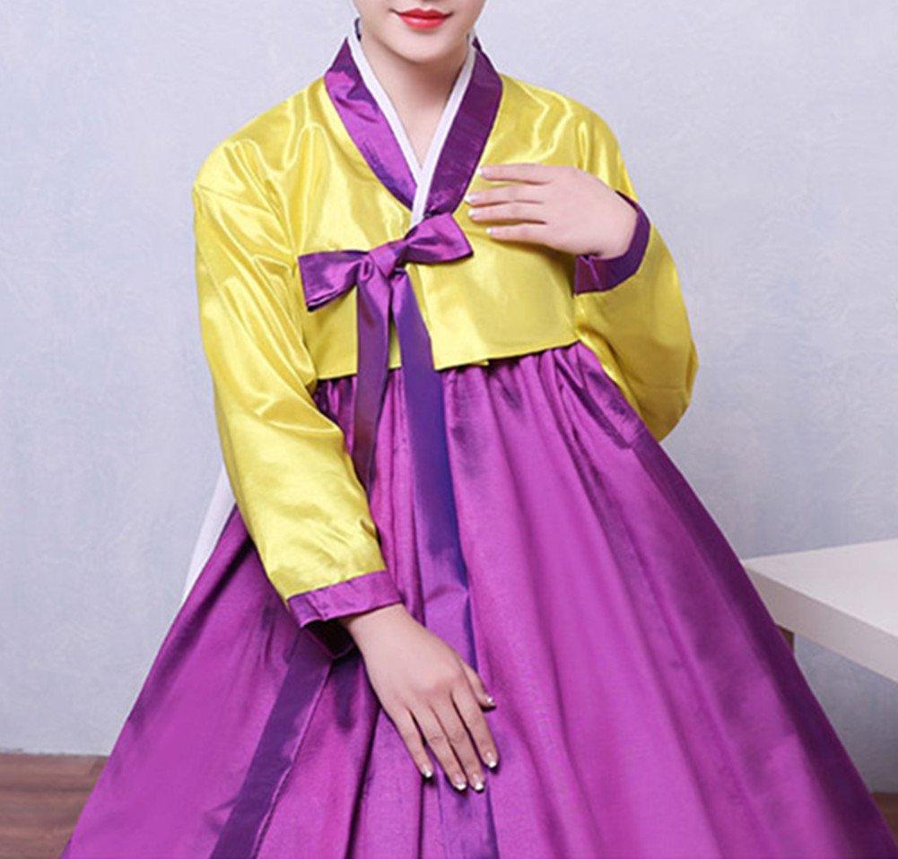 Korean Traditional Costume Hanbok Yellow [Manufacturer] (Medium, + Purple)