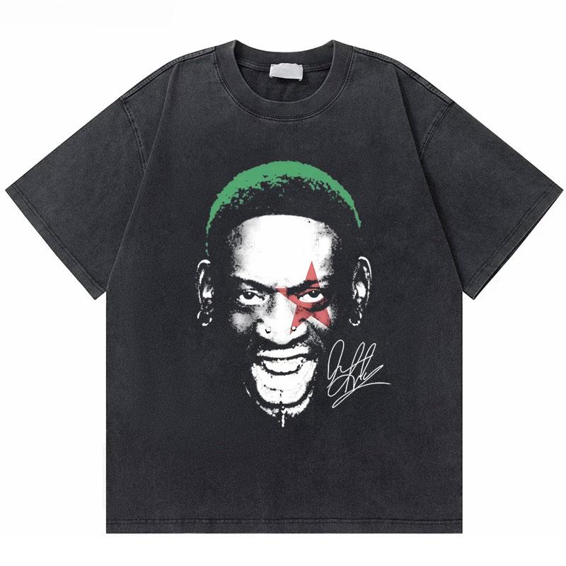 2026 Hot Sale Washed Vintage The Worm Dennis Rodman I'm Back T-shirt Men Women Fashion Hip Hop Oversized T Shirts Male Rock Retro Streetwear