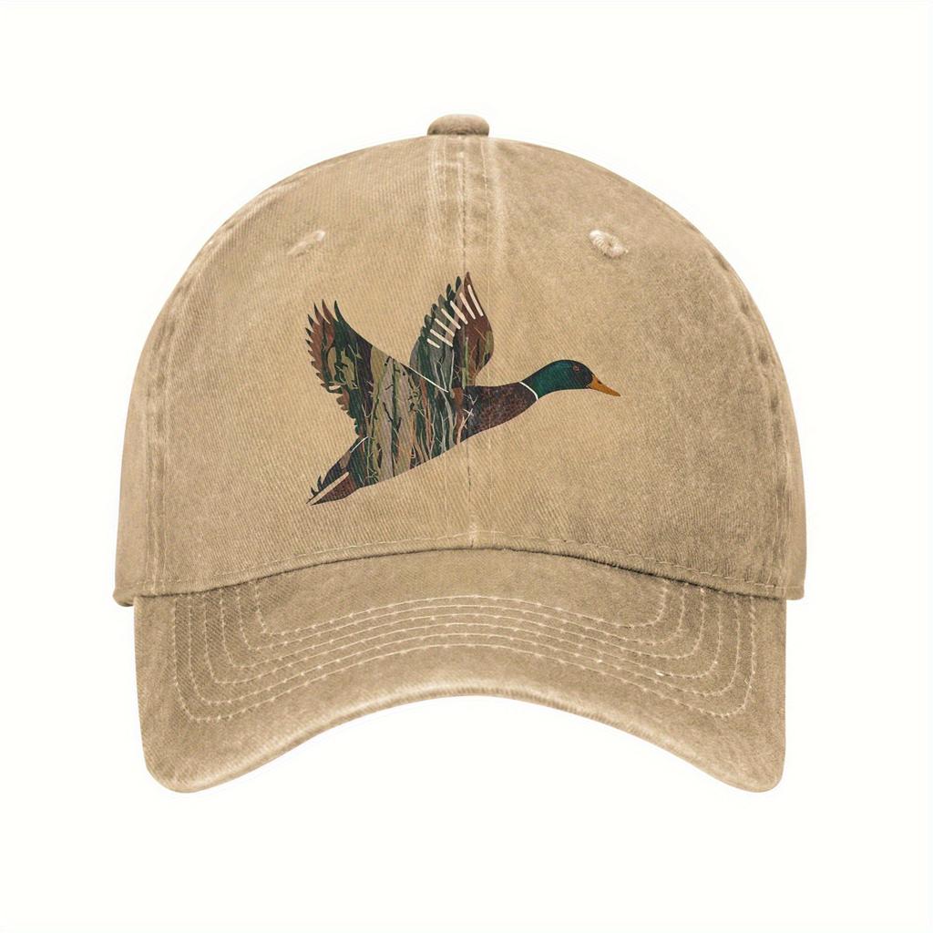 Duck Camo Mallard Flying Baseball Cap Adjustable Polyester Outdoor Hunting Cap for Unisex Women
