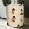 1pc, Laundry Basket with Cute Dachshund Pattern Wearing Hat, Sturdy Handle for Easy Carrying, Multifunctional Home, Dormitory or Pet Enthusiast Gift, 