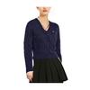 Polo Ralph Lauren Solid Logo Embroidered V-Neck Knit Sweater Women Sweater Navy-Blue 211570011-011