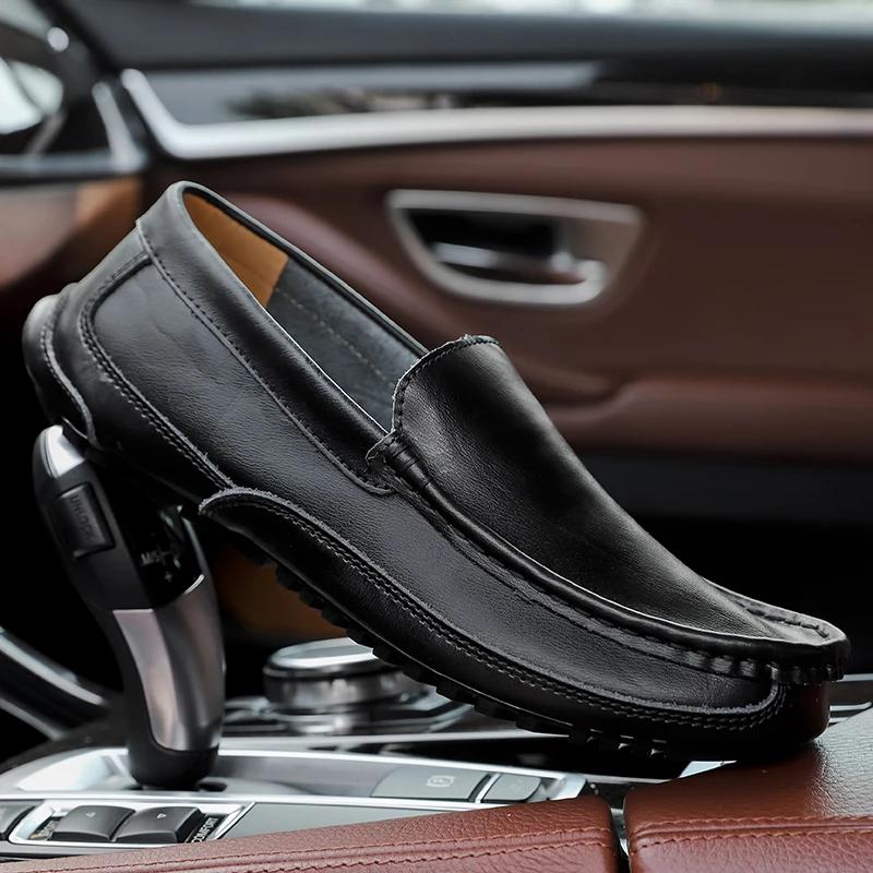 Mocassini da Uomo Vera Pelle Scarpe Casual da Uomo Classiche Scarpe da Barca Calzature da Uomo Leggere Taglie Forti 38-48