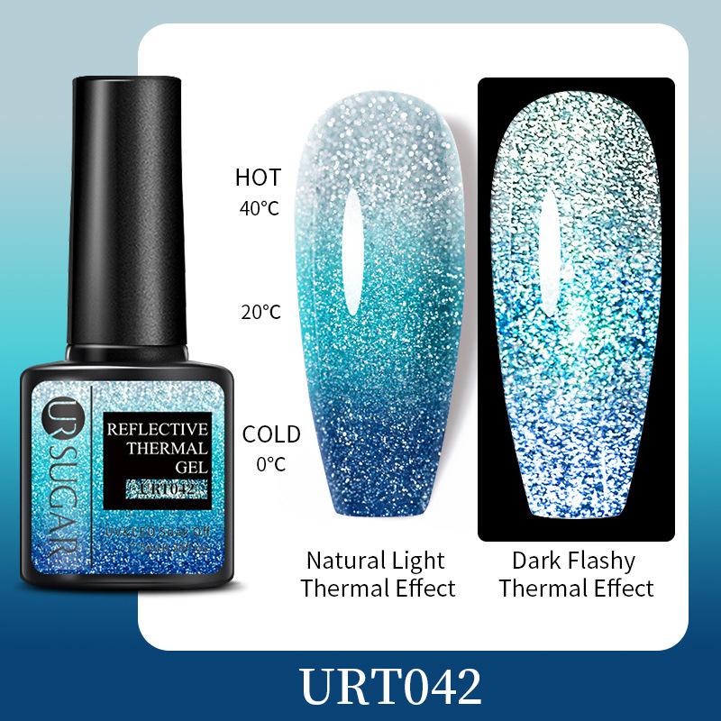 Bouncing Warm Glitter Powder Broken Diamond Glue, Bright And Explosive Glitter Phototherapy Glue Removable Color-Changing Nail Polish Glue Set