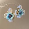 Iron Cloth Colorful Flower Earrings Oil Drip Floral Ear Studs Exaggerated Ear Pendant  Summer