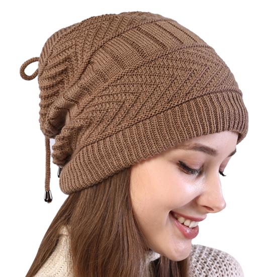 Beanie Hat Solid Color Adjustable Autumn Winter Plush Lining Windproof Hat Scarf for Outdoor