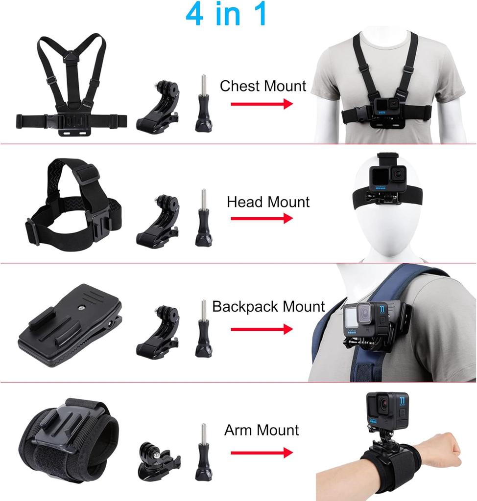 Chest Strap Mount Belt for Gopro Hero 12 11 9 8 7 6 5+ 4 Xiaomi Yi 4K Action Camera Chest Harness for Insta360 Sport Accessories