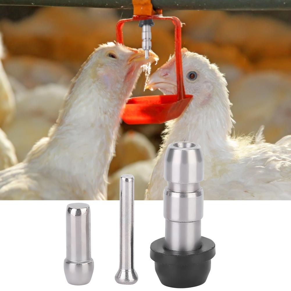 

10Pcs Stainless Steel Automatic Chicken Feeder Nipple Water Drinker Equipment Livestock Accessory