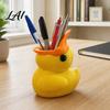 Back to School Gift Cute Yellow Duck Pencil Holder Creative PLA Stationery Organizer Stable Desktop Organizer Pen Cup Holder for Home Office