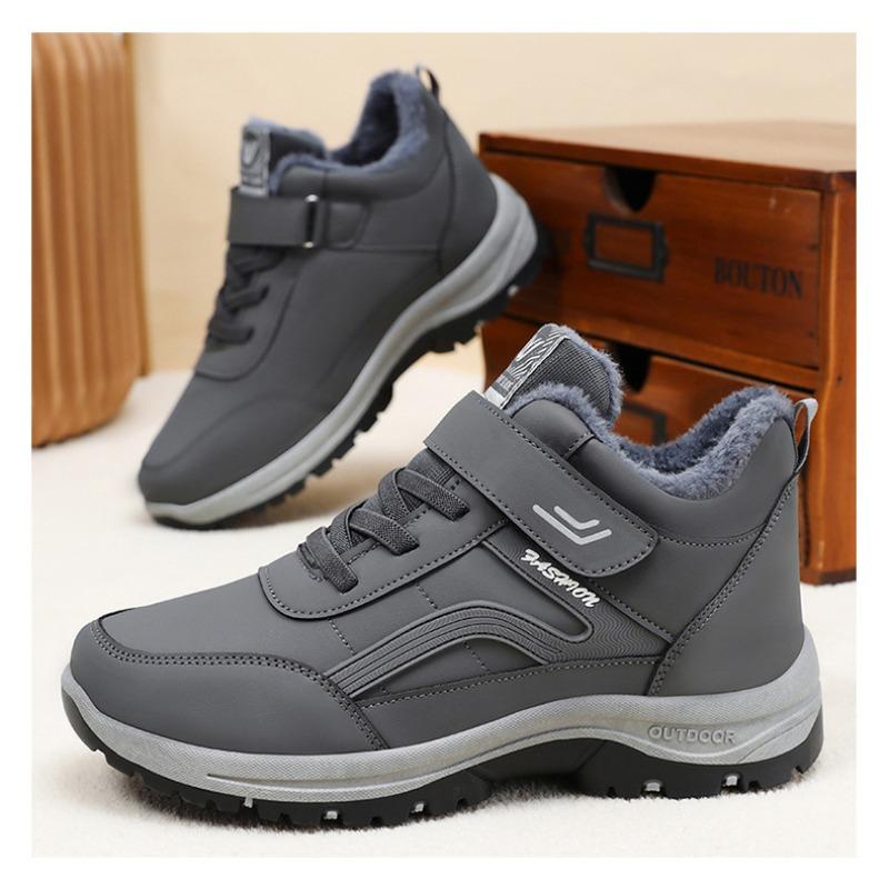 Cotton Shoes, Oversized Fleece and Thickened Cotton Boots, Walking Shoes, Outdoor Snow Boots, Velcro Men's Boots