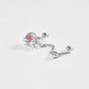 Colorful Zircon Tragus Helix Ear Lobe Stud Chain Link Earring Women Drop Ear Ring Fashion Jewelry for Daily Wear