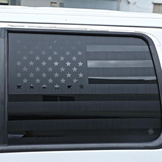 2pcs Black Rear Window Trim Cover Sticker Decal for Ford F150 2009-2014 US Flag