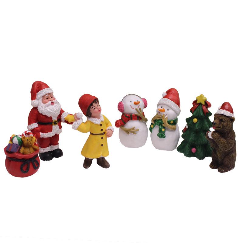 Santa Claus and Snowman Figurines with Christmas Ornaments, Brown Bear Gift Bag & Micro Landscape Pendant
