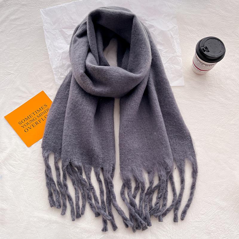 Ankola Red Mohair Solid Color Scarf Women's Winter High-end Sense Atmosphere Shawl for Boyfriend and Girlfriend