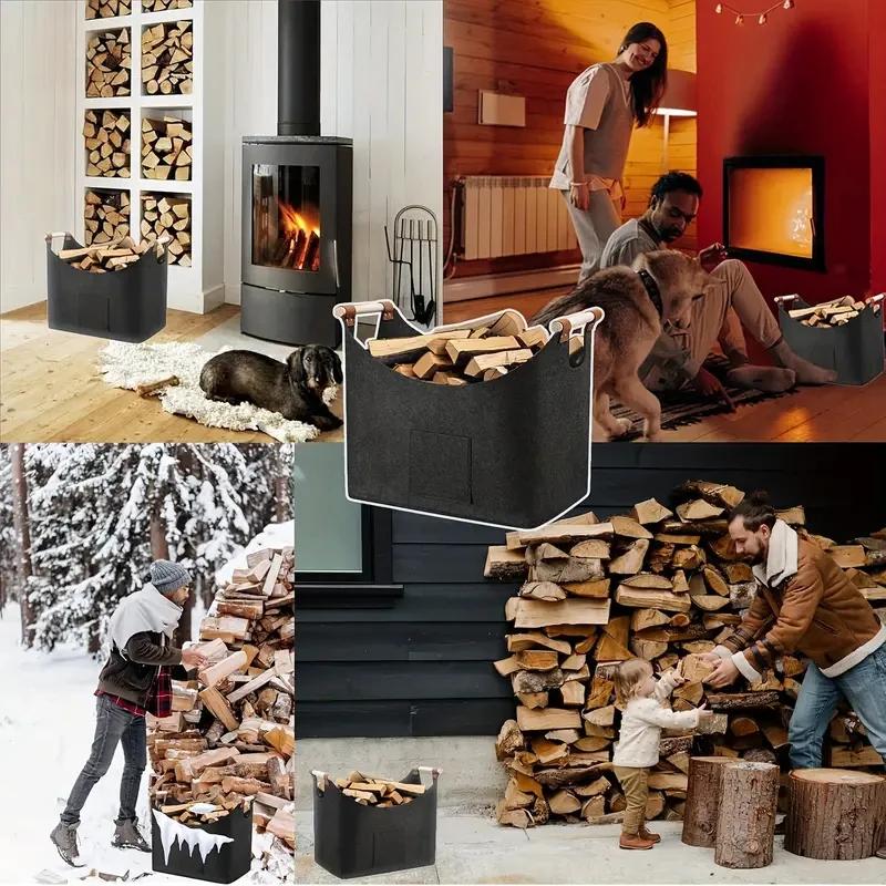 A Top Quality Large Capacity Foldable Firewood Box Wood Storage Basket for Fireplace Stove Clothes Organization Bin - New