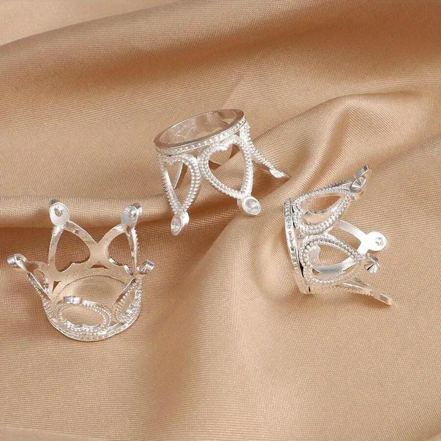 10pcs/Bag Hollow Mini Crown Gold/Silver Color Hole Beads For Rings Jewelry Making DIY Handmade Craft Accessories