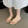 French Retro Flip-flops Women's Summer Outer Wear 2025 New with Skirt Flat Bottom Pinch Casual Beach Cool Slippers