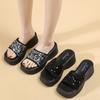 Thick-bottomed cool slippers for women's outer wear 2025 summer new fashion muffin bottom sequins one-word beach slippers outer wear