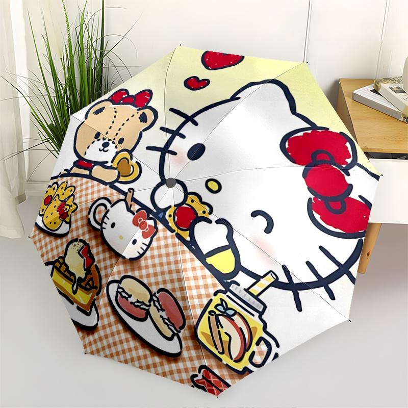 1pc Hello Kitty Automatic Opening/Closing Umbrella with Foldable Design, 8-Bone Iron Frame, Outdoor, Perfect Gift for Fans, Travelers, Everyday Use, S
