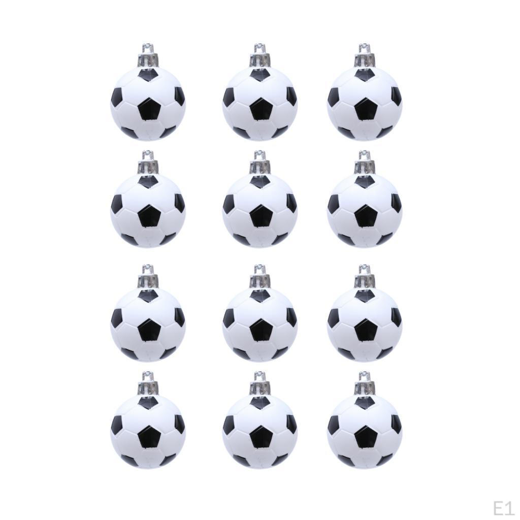 12Pcs Christmas Soccer Ball Ornaments Baubles Shatterproof Xmas Tree Balls for