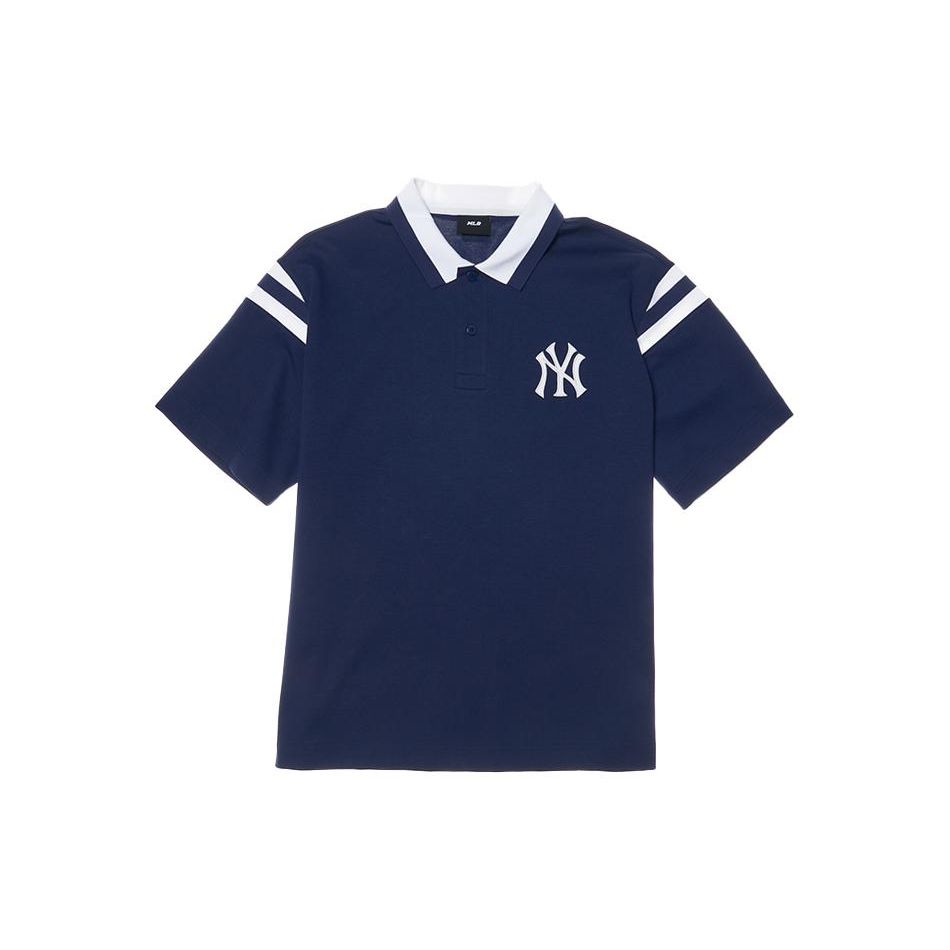 MLB Kids MLB New York Yankees Gestreept Logo Casual Korte Mouw Poloshirt Unisex tops Marineblauw 3APQV0143-50NYS XS