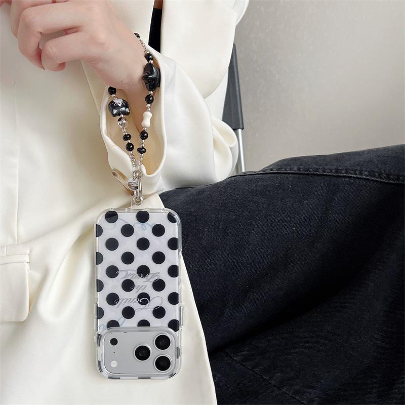 Korean Style Black Polka Dot iPhone 17/16 Pro Max/15/14 Case - Elegant and Simple