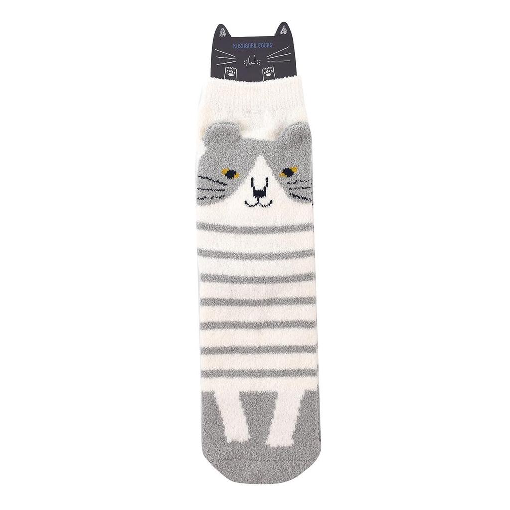 Stylish and Cute Boucle Socks with a Kusuguru Crew Character Nursery Teacher Women's Nago-Nago Pattern, Socks, Design, Socks, 23-6725 (#1/GY Gray)