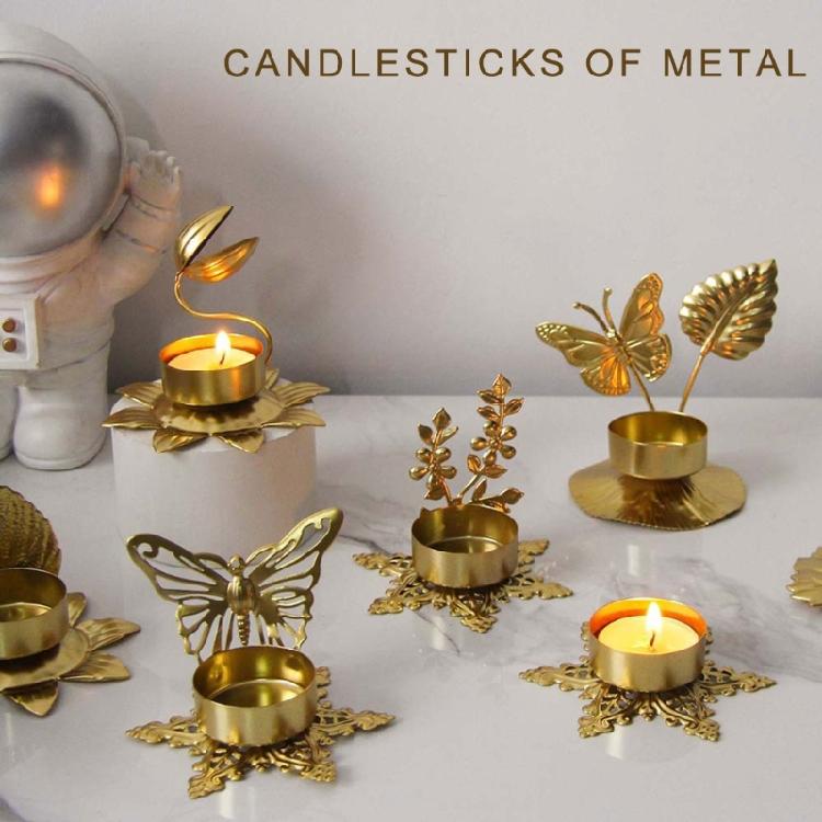 Candle Holder Metal Candlestick Unique Geometric Flower Desk Candlelighting Stand For Sophisticated Home Decoration