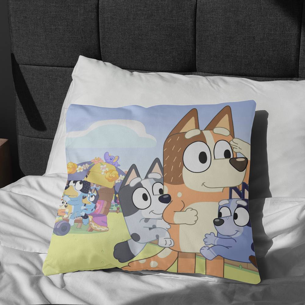 

B-Bluey-es Bandit-Chilli Pillow Case Pillow Case Living Room Sofa Cushion Cover Suitable For Home Bedroom Room Decoration 12x12Inch