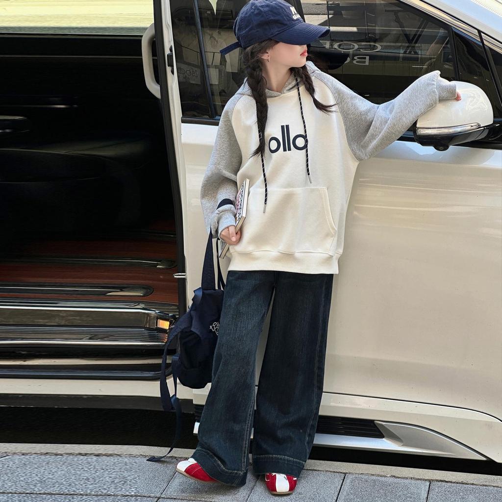 2025 Girls' Casual Hooded Sweatshirt and Pants Set for Middle School Students - Trendy Autumn Style