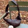 Leather Croissant Women'S Head Layer Sheepskin Niche Fanny Pack Shoulder Crossbody Breast Bag Croissant Bag Dumpling Bag