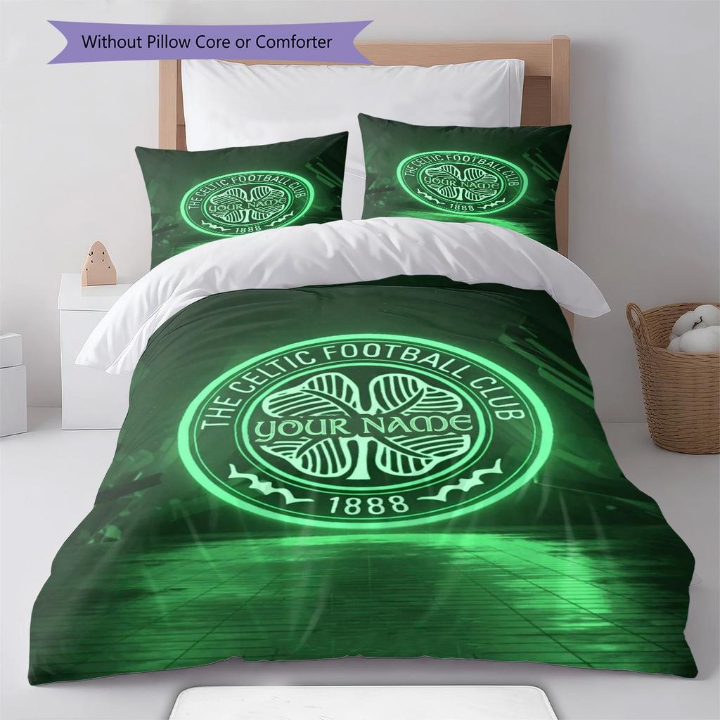 Celtic Fc Crest Custom Name Pattern Bedding Quilt Set Quilt Cover Pillowcase Home Birthday Gift(1 * duvet cover + 2 * pillowcase, without core)
