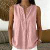 Women Sleeveless V Neck Button Front Loose Fit Casual Tank Top Lightweight Summer Blouse for Daily Wear Office Travel