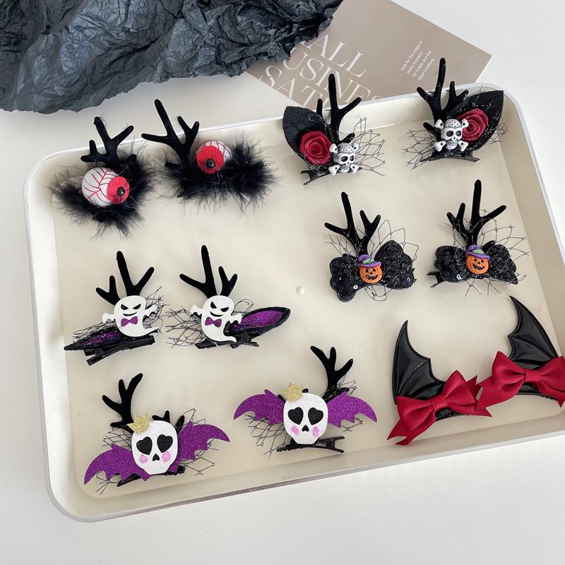 New Halloween Hair Accessories: Pumpkin, Bat, Spider & Skull Hair Clips for Women & Children Stage Performances