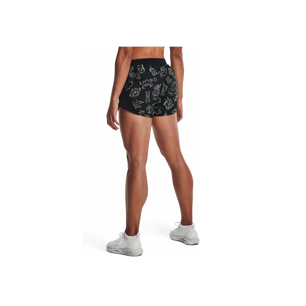 Under Armour Fly-By Your Face Off All Over Print Running Shorts Women Shorts Black 1361907-001